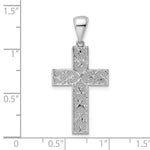 Sterling Silver Rhodium-plated Polished & D/C Cross Pendant - Product Photo