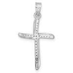Sterling Silver Rhodium-plated Small CZ Wavy Cross Pendant - Product Photo