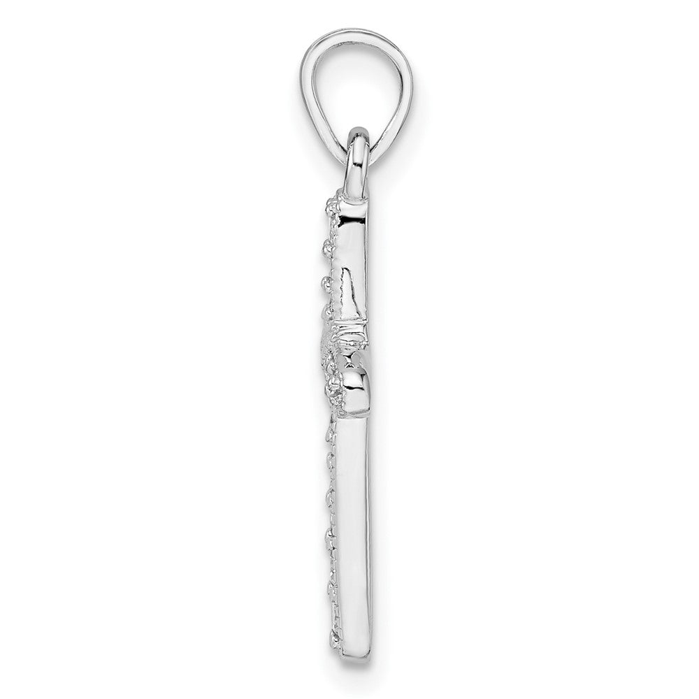 Sterling Silver Rhodium-plated w/CZ X-Center Cross Pendant - Product Photo