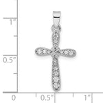 Sterling Silver Rhodium-plated w/CZ X-Center Cross Pendant - Product Photo