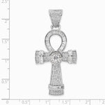 Sterling Silver Rhodium-plated Polished CZ Ankh Cross Pendant - Product Photo