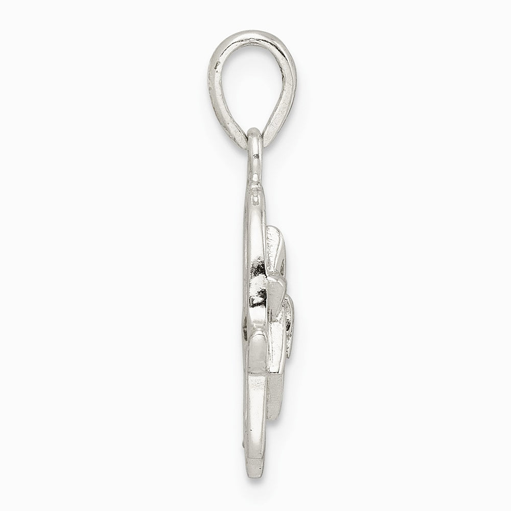 Sterling Silver Polished Chai in Star of David Hamsa Pendant - Product Photo
