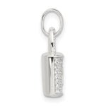 Sterling Silver E-coated CZ Lock Pendant - Product Photo