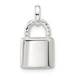 Sterling Silver E-coated CZ Lock Pendant - Product Photo