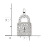 Sterling Silver E-coated CZ Lock Pendant - Product Photo