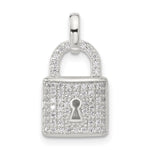 Sterling Silver E-coated CZ Lock Pendant - Product Photo