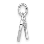 Sterling Silver Rhodium-plated CZ Key and Heart Pendant - Product Photo