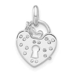 Sterling Silver Rhodium-plated CZ Key and Heart Pendant - Product Photo