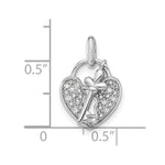Sterling Silver Rhodium-plated CZ Key and Heart Pendant - Product Photo