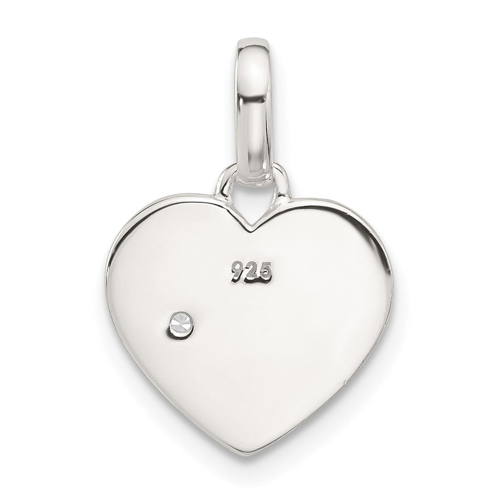Sterling Silver E-coated CZ Heart Pendant - Product Photo