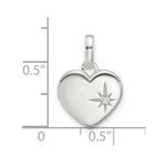 Sterling Silver E-coated CZ Heart Pendant - Product Photo