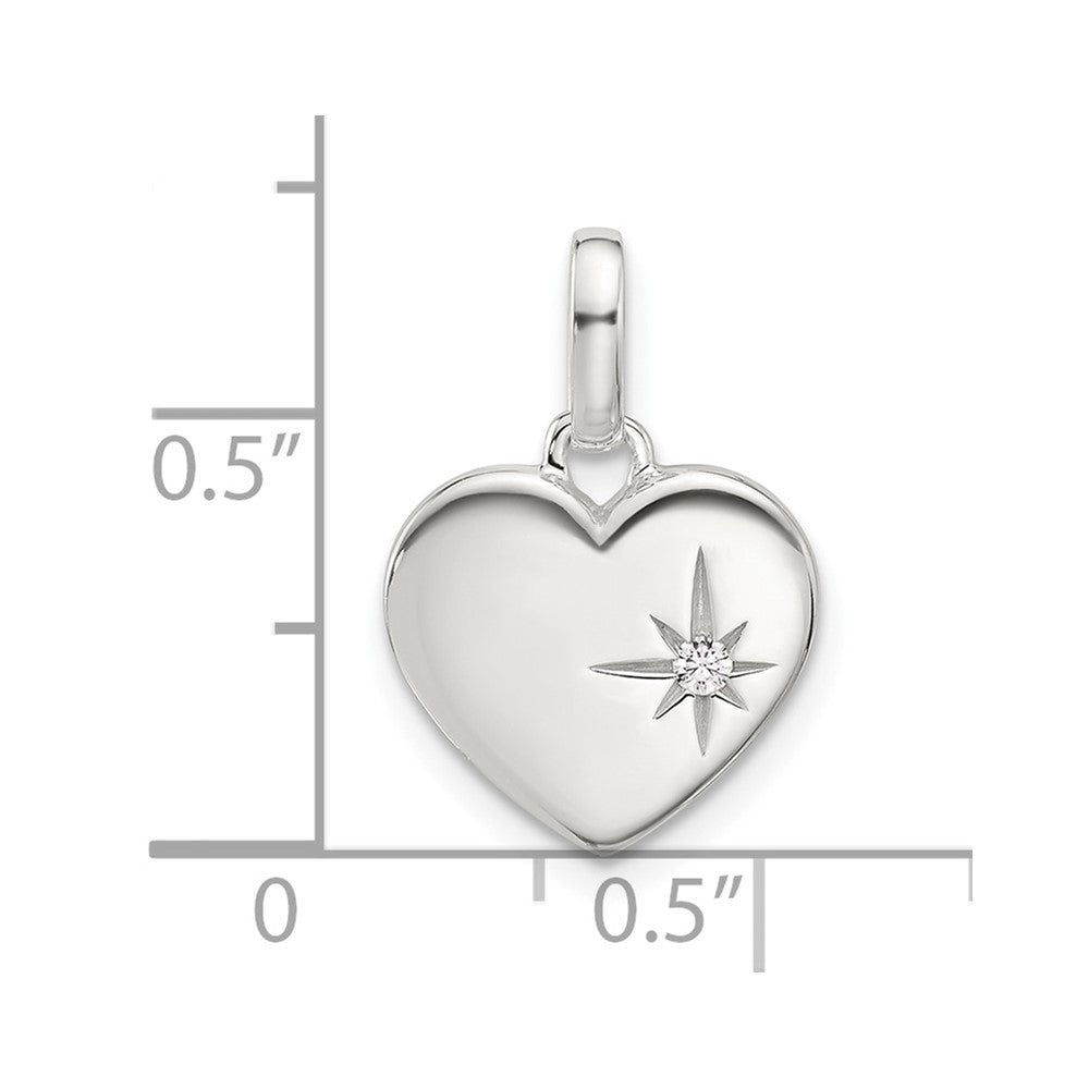 Sterling Silver E-coated CZ Heart Pendant - Product Photo