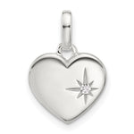 Sterling Silver E-coated CZ Heart Pendant - Product Photo