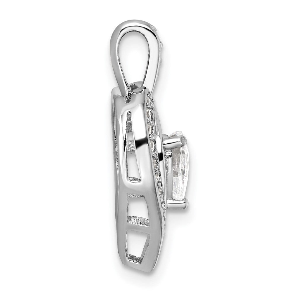 Sterling Silver Rhodium-plated CZ Heart Pendant - Product Photo
