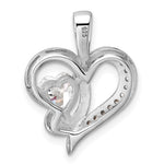 Sterling Silver Rhodium-plated CZ Heart Pendant - Product Photo