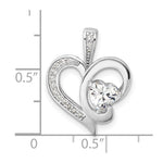 Sterling Silver Rhodium-plated CZ Heart Pendant - Product Photo