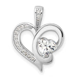 Sterling Silver Rhodium-plated CZ Heart Pendant - Product Photo