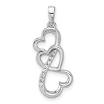 Sterling Silver Rhodium-plated Polished CZ Open Triple Heart Pendant - Product Photo