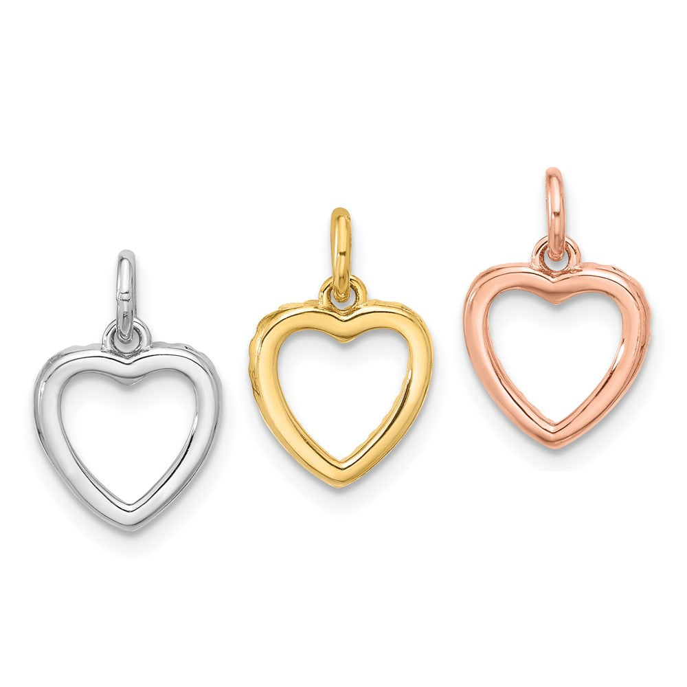 Sterling Silver Rhodium-plated Gold and Rose-tone CZ 3 Hearts Pendant - Product Photo