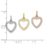 Sterling Silver Rhodium-plated Gold and Rose-tone CZ 3 Hearts Pendant - Product Photo