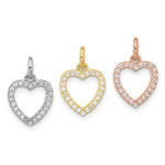 Sterling Silver Rhodium-plated Gold and Rose-tone CZ 3 Hearts Pendant - Product Photo