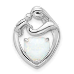 Sterling Silver Rhodium-plated Created Opal Mother/Child Heart Slide - Product Photo