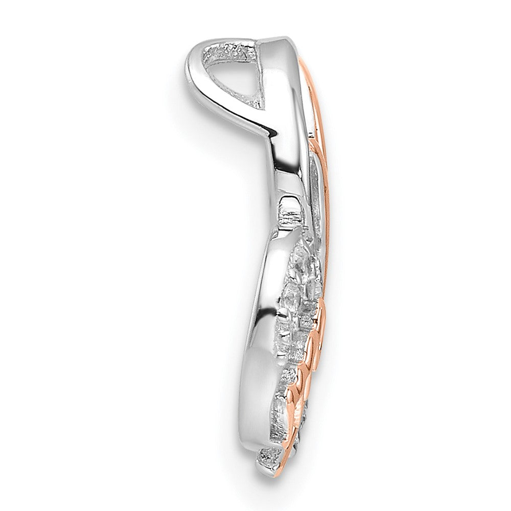 Sterling Silver Rose Gold-plated/Rhodium-plated CZ Mom Heart Chain Slide - Product Photo