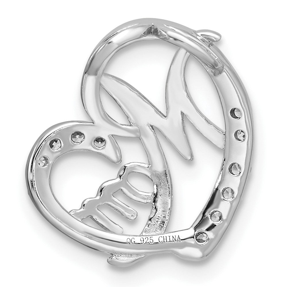 Sterling Silver Rose Gold-plated/Rhodium-plated CZ Mom Heart Chain Slide - Product Photo