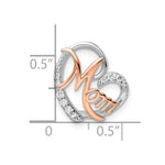 Sterling Silver Rose Gold-plated/Rhodium-plated CZ Mom Heart Chain Slide - Product Photo