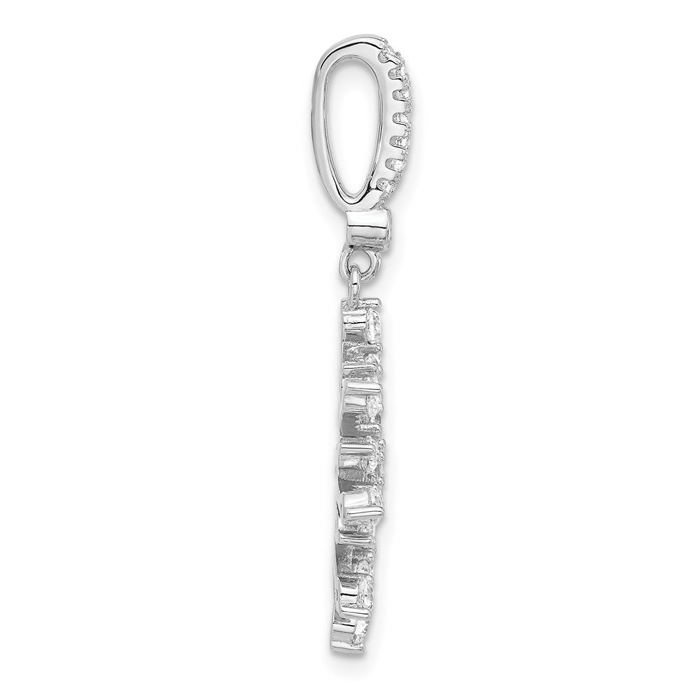 Sterling Silver Rhodium-plated CZ Snowflake Pendant - Product Photo