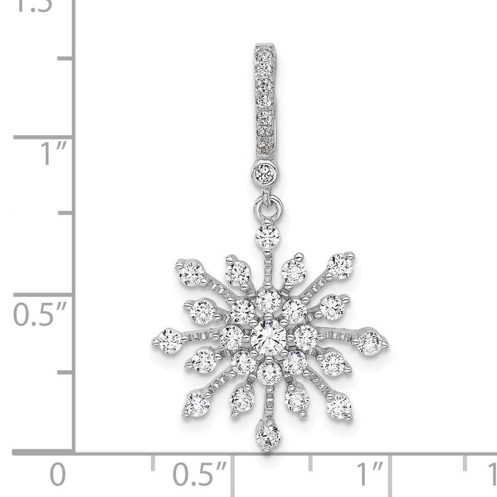 Sterling Silver Rhodium-plated CZ Snowflake Pendant - Product Photo
