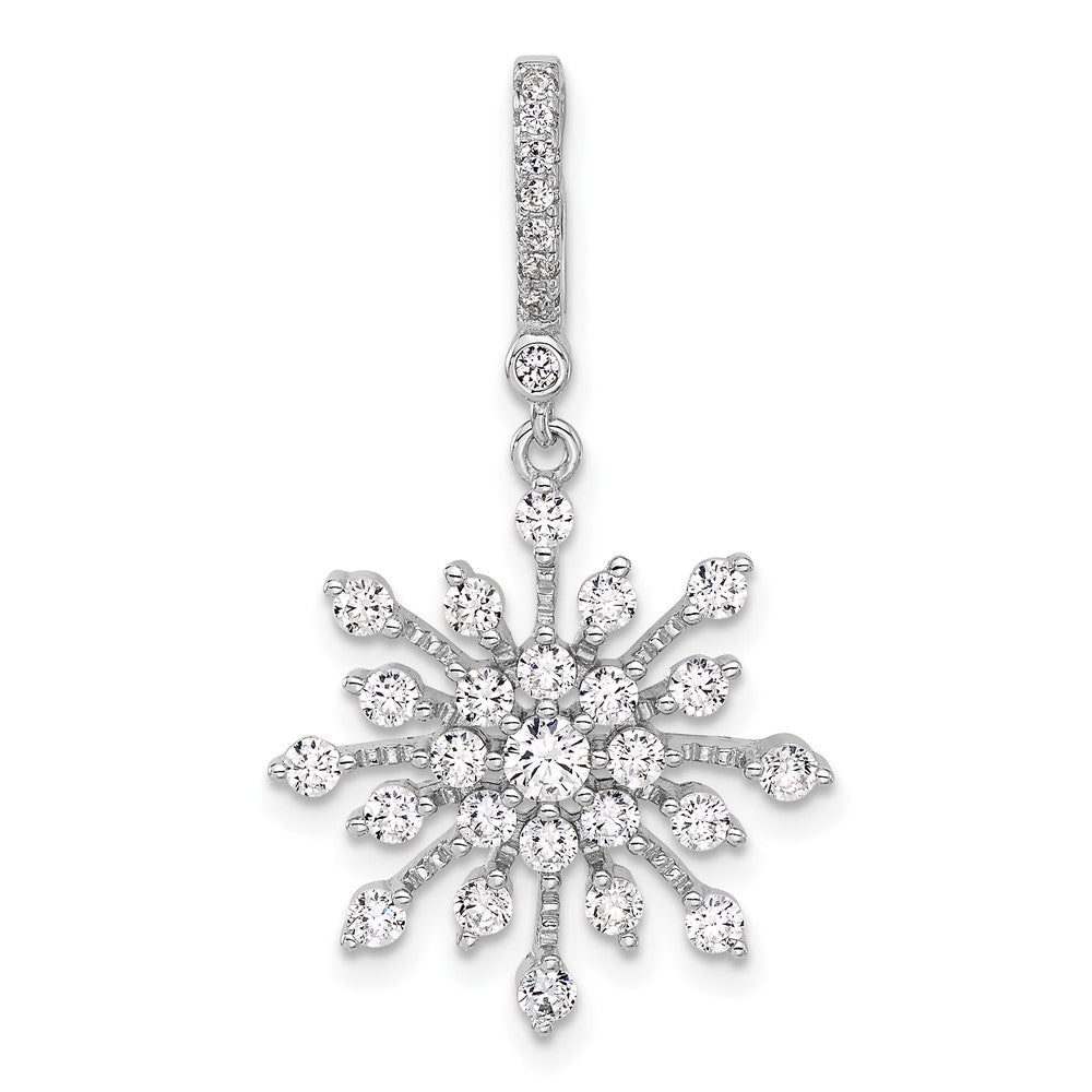 Sterling Silver Rhodium-plated CZ Snowflake Pendant - Product Photo