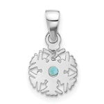 Sterling Silver Rhodium-plated Aqua CZ Snowflake Pendant - Product Photo