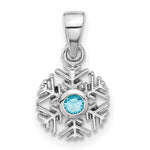 Sterling Silver Rhodium-plated Aqua CZ Snowflake Pendant - Product Photo