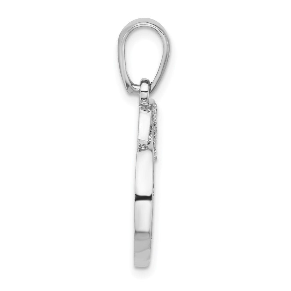 Sterling Silver Rh-plated Enamel CZ  Paw ALWAYS IN MY HEART Pendant - Product Photo