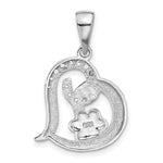 Sterling Silver Rh-plated Enamel CZ  Paw ALWAYS IN MY HEART Pendant - Product Photo