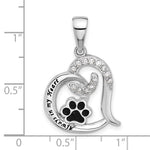 Sterling Silver Rh-plated Enamel CZ  Paw ALWAYS IN MY HEART Pendant - Product Photo