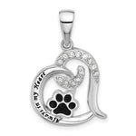 Sterling Silver Rh-plated Enamel CZ  Paw ALWAYS IN MY HEART Pendant - Product Photo