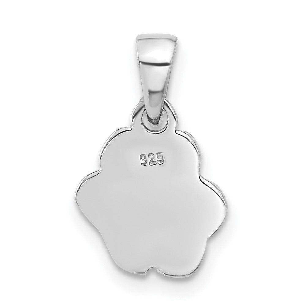 Sterling Silver Rhodium-plated Enameled Dog Paw Pendant - Product Photo