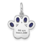 Sterling Silver Rhodium-plated Lapis Lazuli Enamel Paw Print Pendant - Product Photo