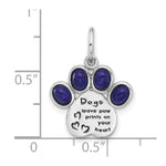 Sterling Silver Rhodium-plated Lapis Lazuli Enamel Paw Print Pendant - Product Photo