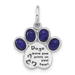 Sterling Silver Rhodium-plated Lapis Lazuli Enamel Paw Print Pendant - Product Photo