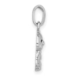 Sterling Silver Rhodium-plated Enameled Dog Charm Pendant - Product Photo