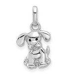 Sterling Silver Rhodium-plated Enameled Dog Charm Pendant - Product Photo