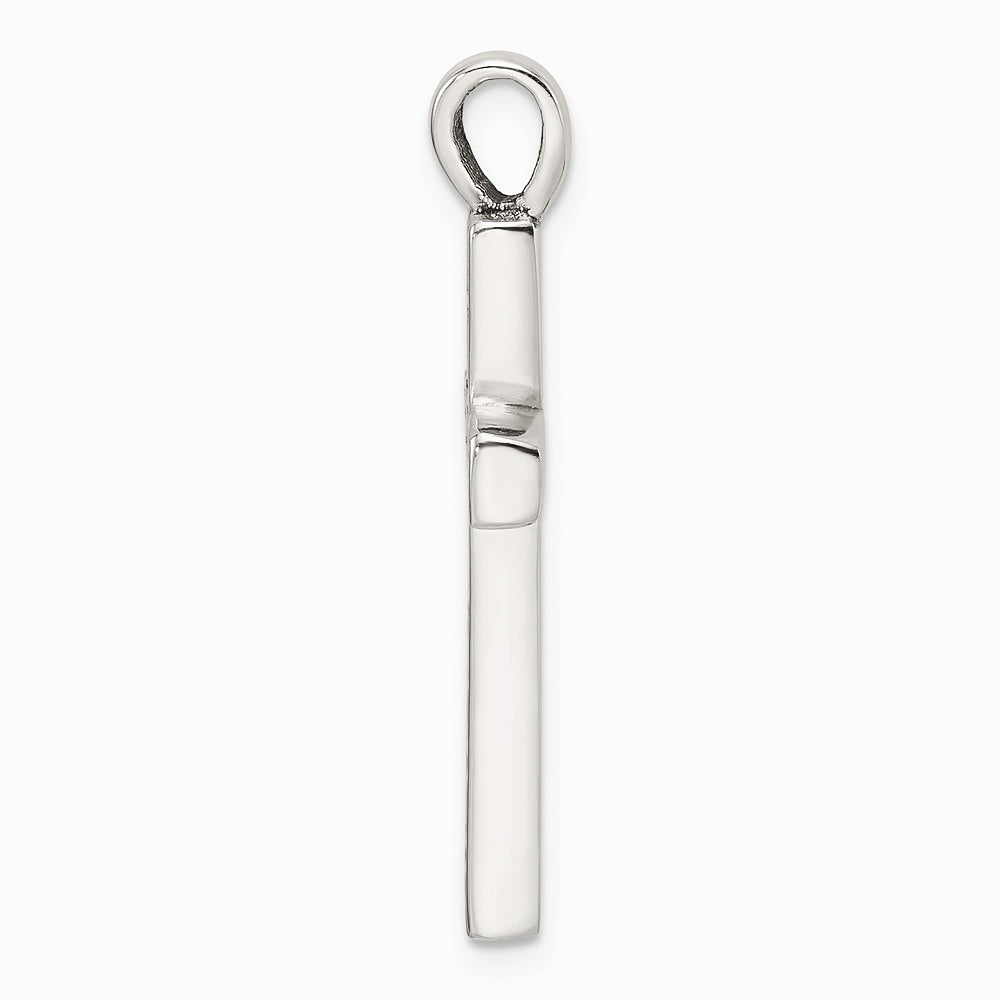 Sterling Silver Polished and Antiqued Greek Key Latin Cross Pendant - Product Photo