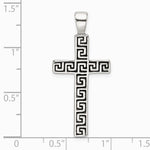 Sterling Silver Polished and Antiqued Greek Key Latin Cross Pendant - Product Photo