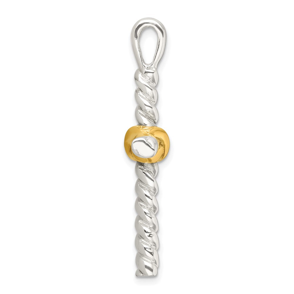 Sterling Silver and Gold-tone Polished Cross Pendant - Product Photo