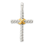 Sterling Silver and Gold-tone Polished Cross Pendant - Product Photo