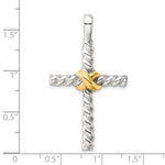 Sterling Silver and Gold-tone Polished Cross Pendant - Product Photo