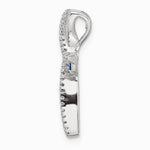 Sterling Silver Flash Platinum-plated Synthetic Blue Spinel and CZ Cross Charm - Product Photo